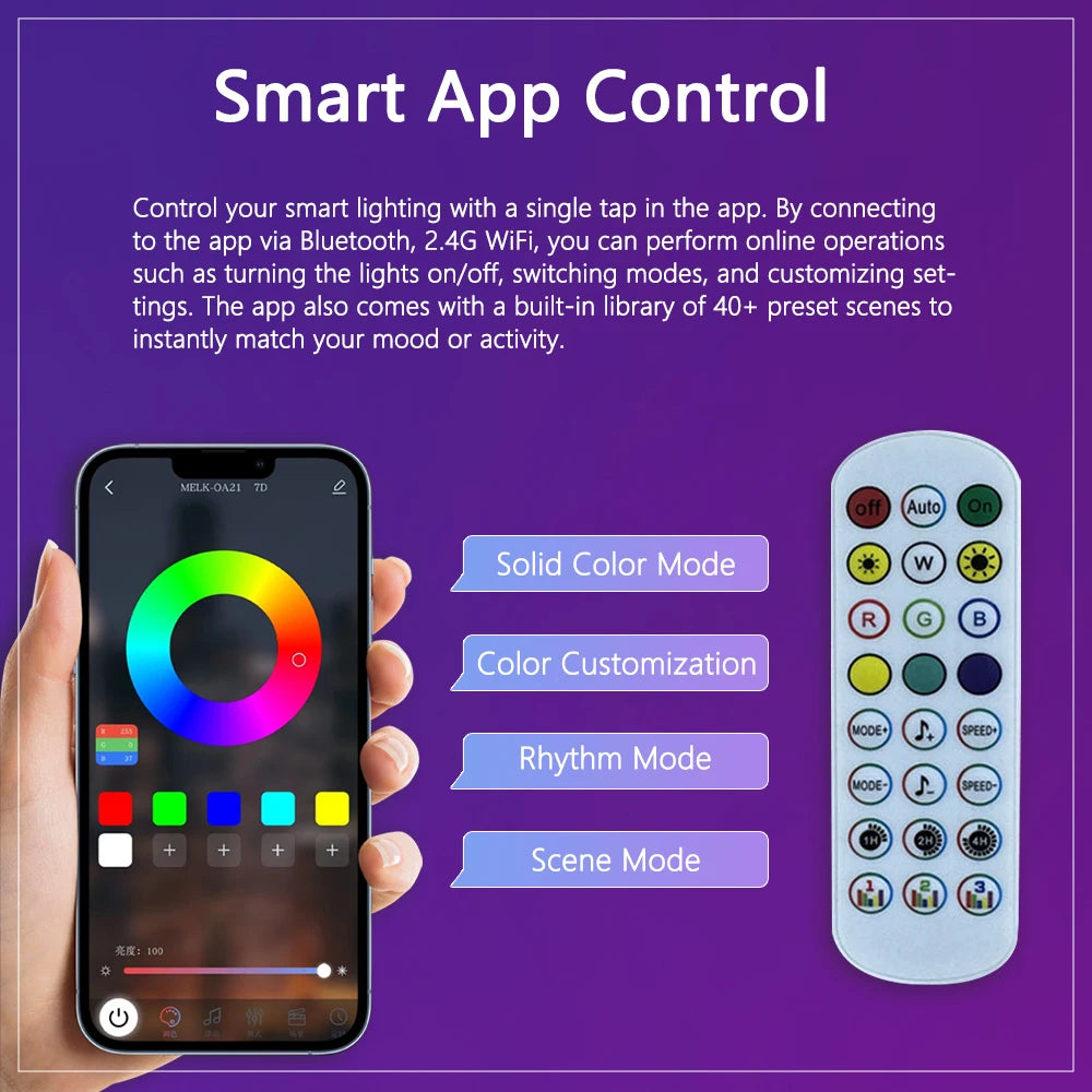 Splicing Light DIY Atmosphere Light RGB Smart Wall Light Voice Control Lamp for Esports Room Bedroom Bar Decoration Night Light