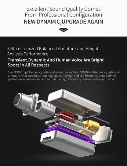 KZ ZS10 Pro 4ba + 1dd Hybrid Metal headphones 10-driver high-fidelity bass motion monitor headphones with canc