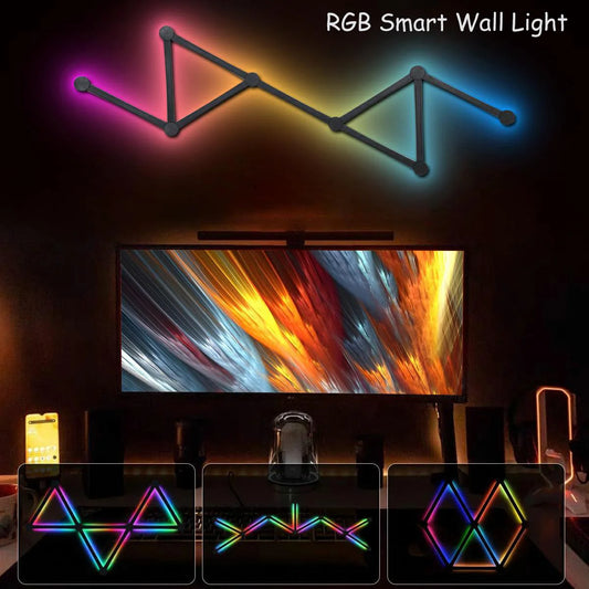 Smart RGB LED Wall Lights, Music Sync  DIY Light Bars with 16M+ Color & 44+ Scenes, Dimmable Home Decor LED Bar for Bedroom