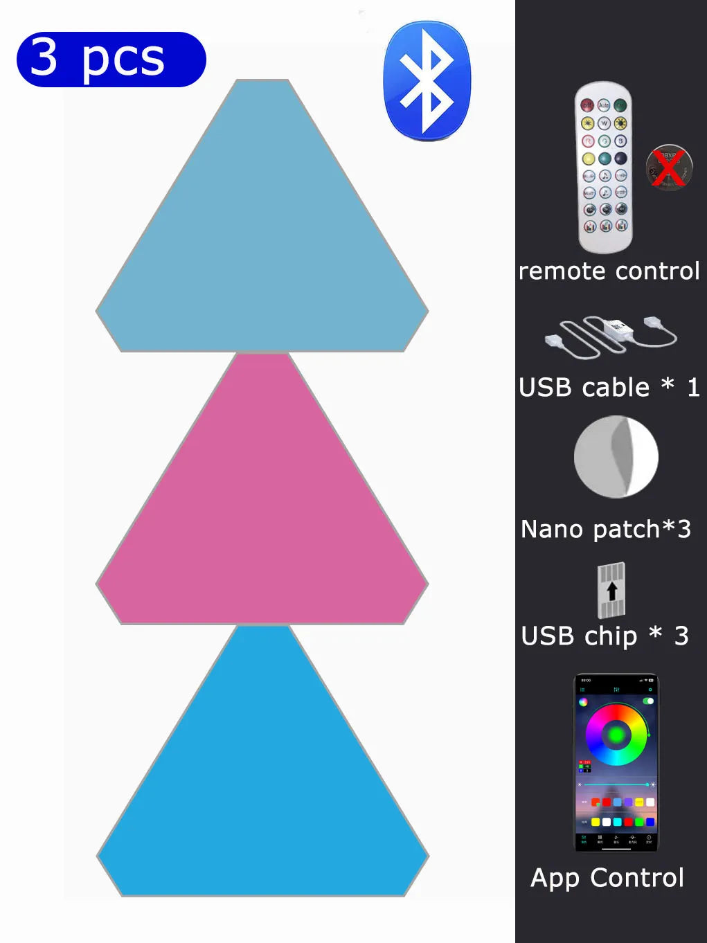 Triangle LED Quantum Light Game Room RGB Atmosphere Light APP Control Wall Light Suitable For Children's Room Decoration Night