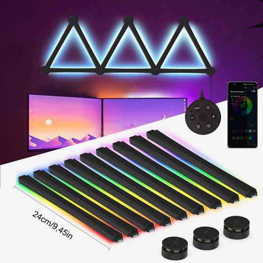 Smart RGB LED Wall Lights, Music Sync  DIY Light Bars with 16M+ Color & 44+ Scenes, Dimmable Home Decor LED Bar for Bedroom