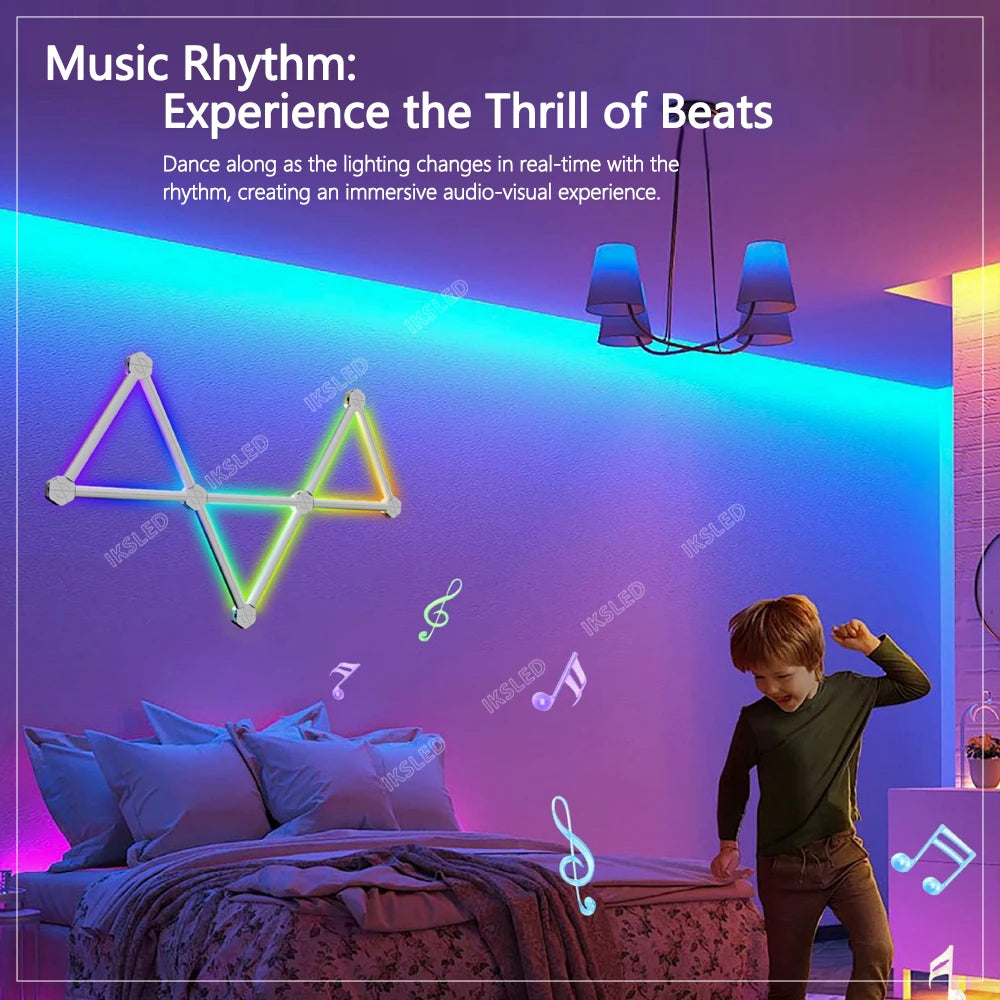 Splicing Light DIY Atmosphere Light RGB Smart Wall Light Voice Control Lamp for Esports Room Bedroom Bar Decoration Night Light