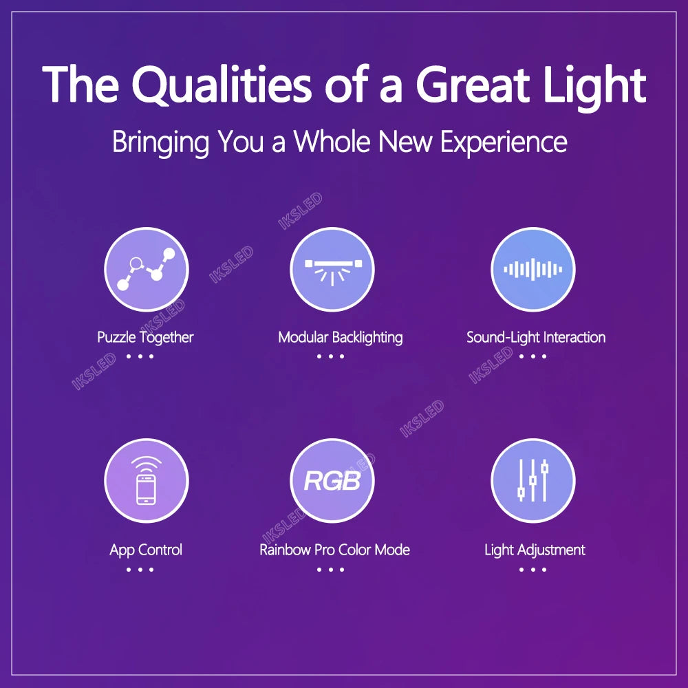 Splicing Light DIY Atmosphere Light RGB Smart Wall Light Voice Control Lamp for Esports Room Bedroom Bar Decoration Night Light