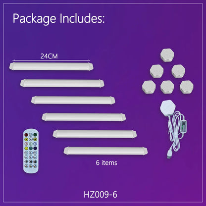 Splicing Light DIY Atmosphere Light RGB Smart Wall Light Voice Control Lamp for Esports Room Bedroom Bar Decoration Night Light