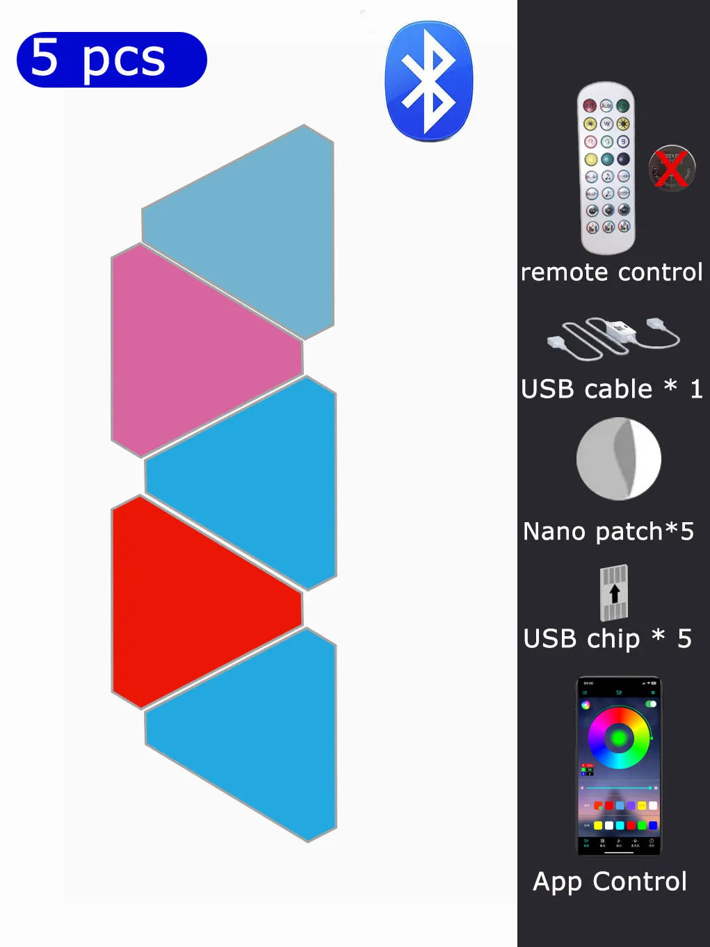 Triangle LED Quantum Light Game Room RGB Atmosphere Light APP Control Wall Light Suitable For Children's Room Decoration Night