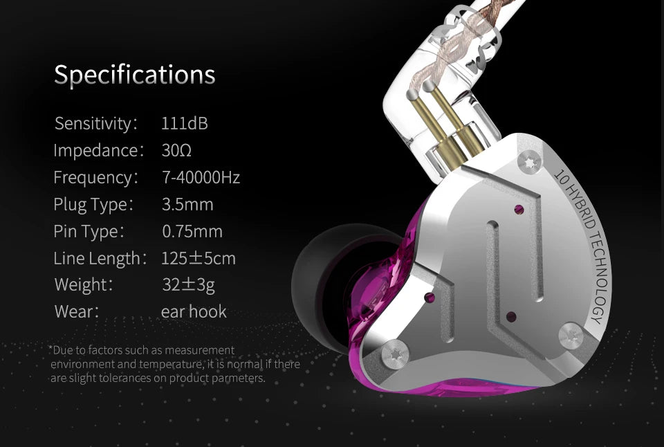 KZ ZS10 Pro 4ba + 1dd Hybrid Metal headphones 10-driver high-fidelity bass motion monitor headphones with canc
